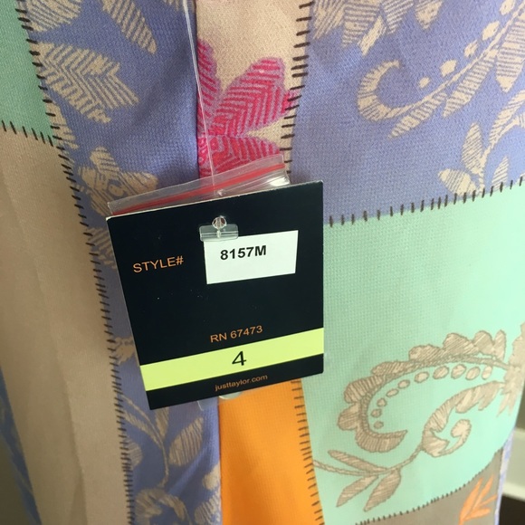 Just Taylor Chiffon Patchwork Dress 4 NWT - Picture 7 of 8